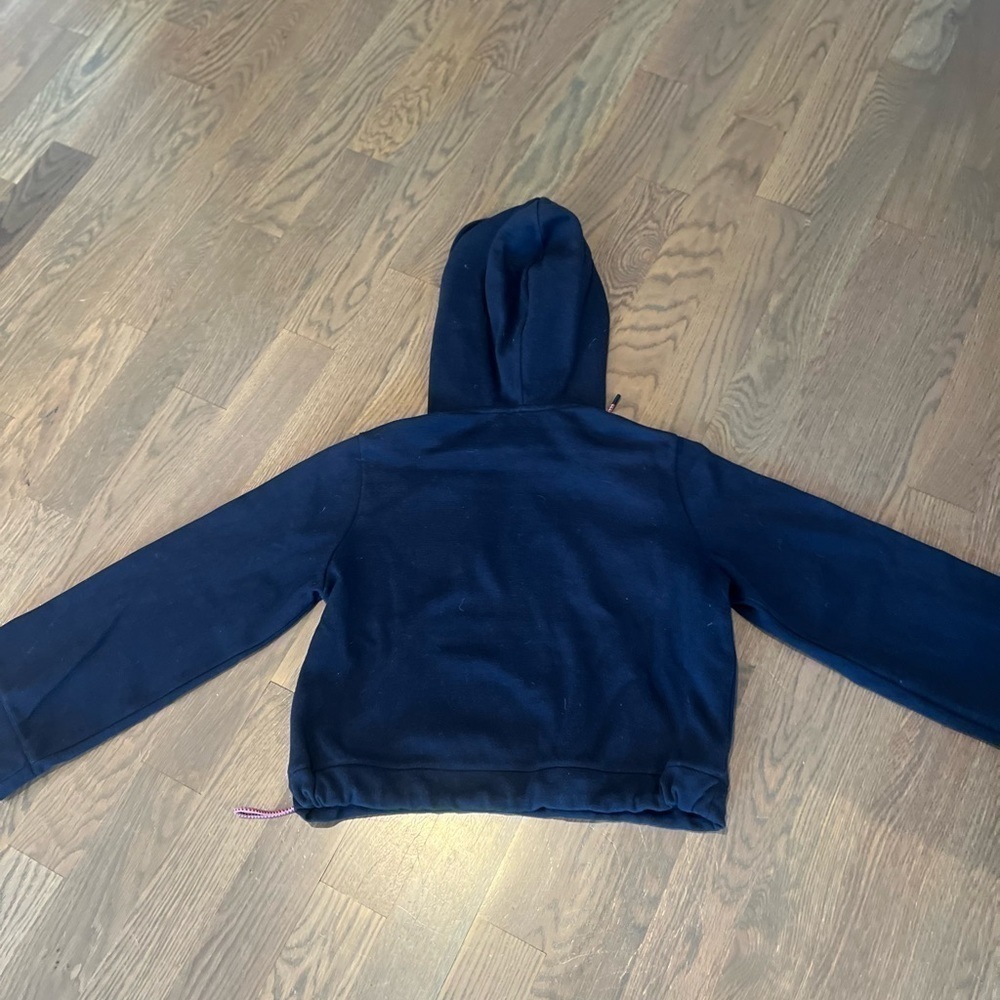 Women’s J. Crew Navy Blue Cropped Hooded Pullover Size XS Sweatshirt - Picture 6 of 11